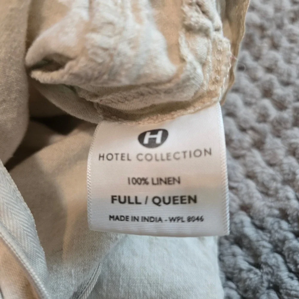 Hotel Collection 100% Linen Full/Queen Duvet Cover Cream Oatmeal Natural Neutral